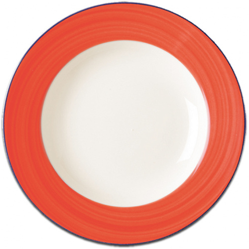 Тарелка круглая с красным бортом RAK Porcelain «Bahamas 2», D=27 см