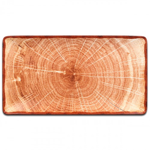 Тарелка прямоугольная плоская красно-коричневая RAK Porcelain «WoodArt», 33,5x18,1 см
