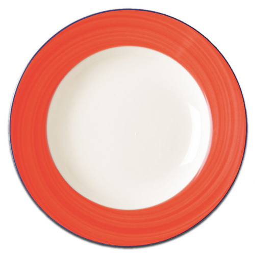 Тарелка круглая с красным бортом RAK Porcelain «Bahamas 2», D=24 см