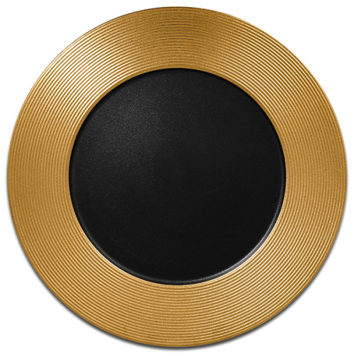 Тарелка круглая плоская с золотым бортом RAK Porcelain «Metalfusion», D=33 см