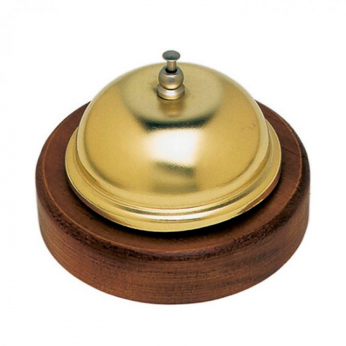 Звонок для стойки администратора на деревянной подставке WAS, D=9 см