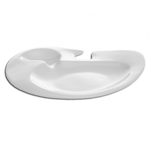 Тарелка для фуршетов овальная с местом для бокала RAK Porcelain «Nabur», 22x15,5 см