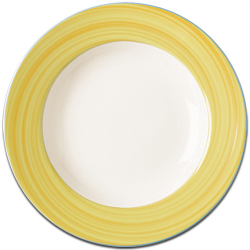 Тарелка круглая с желтым бортом RAK Porcelain «Bahamas 2», D=27 см
